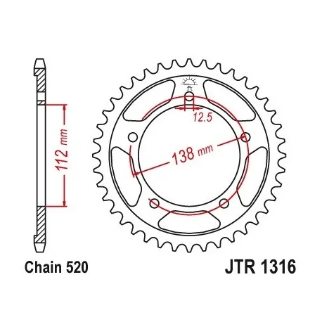 Couronne JT SPROCKETS acier standard 1316 – 520