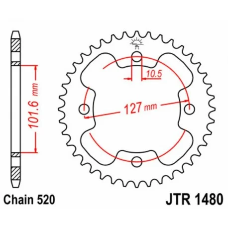 Couronne JT SPROCKETS acier standard 1480 – 525