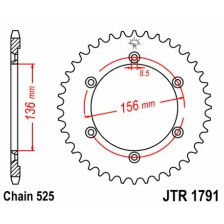 Couronne JT SPROCKETS acier standard 1791 – 525