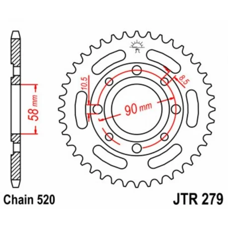 Couronne JT SPROCKETS acier standard 279 – 520