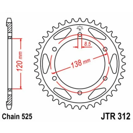 Couronne JT SPROCKETS acier standard 312 – 525