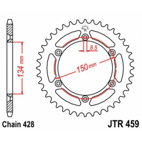 Couronne JT SPROCKETS acier standard 459 – 428
