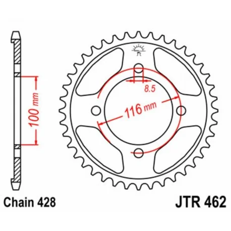 Couronne JT SPROCKETS acier standard 462 – 428