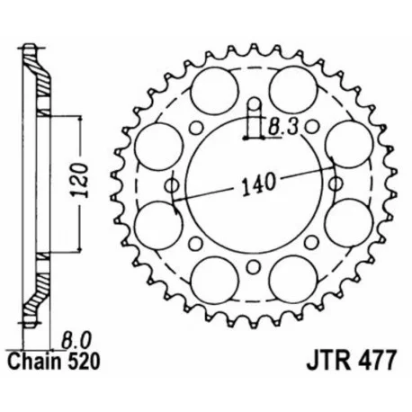 Couronne JT SPROCKETS acier standard 477 – 520