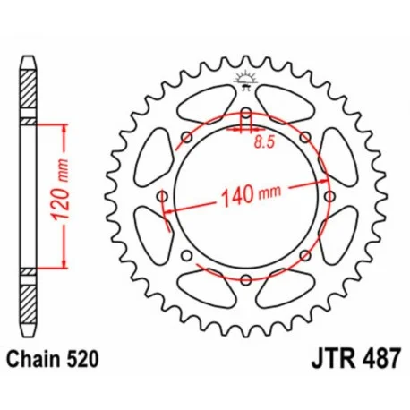 Couronne JT SPROCKETS acier standard 487 – 520