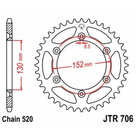 Couronne JT SPROCKETS acier standard 706 – 520