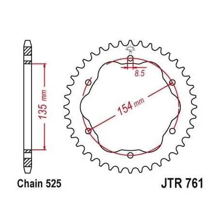 Couronne JT SPROCKETS acier standard 761 – 525