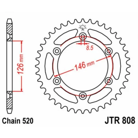 Couronne JT SPROCKETS acier standard 808 – 520