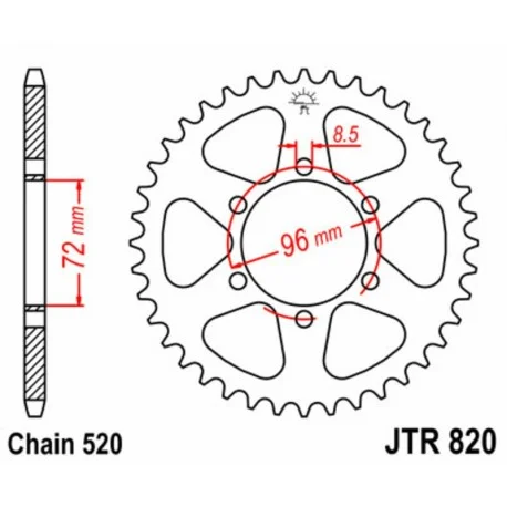 Couronne JT SPROCKETS acier standard 820 – 520