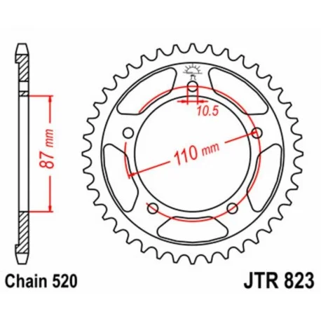Couronne JT SPROCKETS acier standard 823 – 520