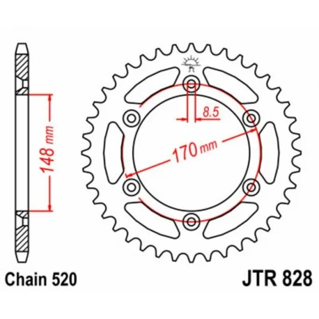 Couronne JT SPROCKETS acier standard 828 – 520