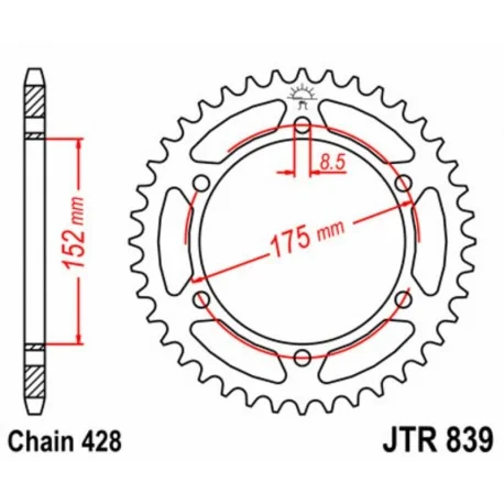 Couronne JT SPROCKETS acier standard 839 – 428