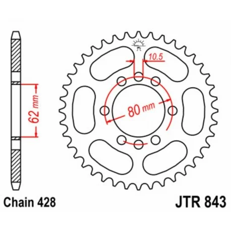 Couronne JT SPROCKETS acier standard 843 – 428