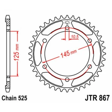 Couronne JT SPROCKETS acier standard 867 – 525