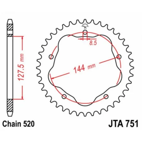 Couronne JT SPROCKETS aluminium 751 – 520