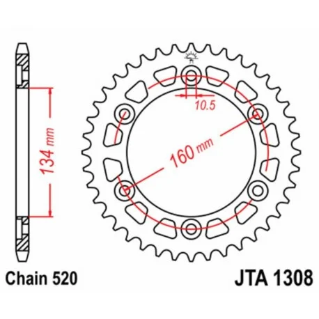 Couronne JT SPROCKETS aluminium Ultra-Light 1308 – 520