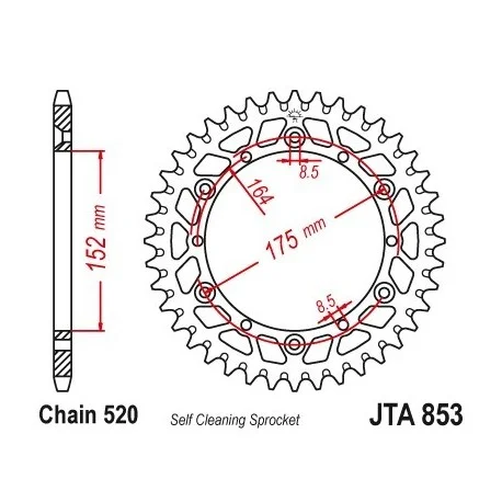 Couronne JT SPROCKETS Aluminium Ultra-light anti-boue 853-520