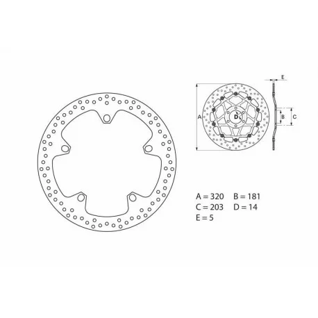 Disque de frein BREMBO ORO 68B407D7 ROND FIXE
