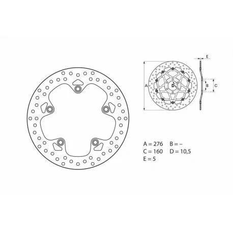 Disque de frein BREMBO ORO 68B407G9 ROND FIXE