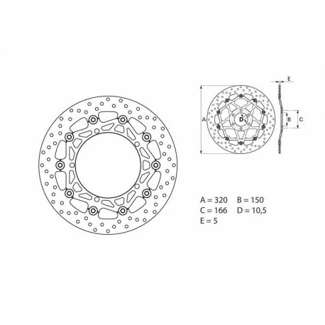 Disque de frein BREMBO ORO 78B40872 ROND FLOTTANT