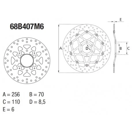Disque de frein BREMBO Serie Oro fixe 68B407M6