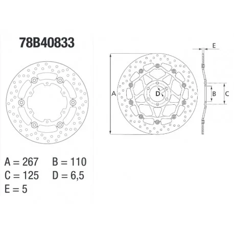Disque de frein BREMBO Serie Oro Flottant 78B40833