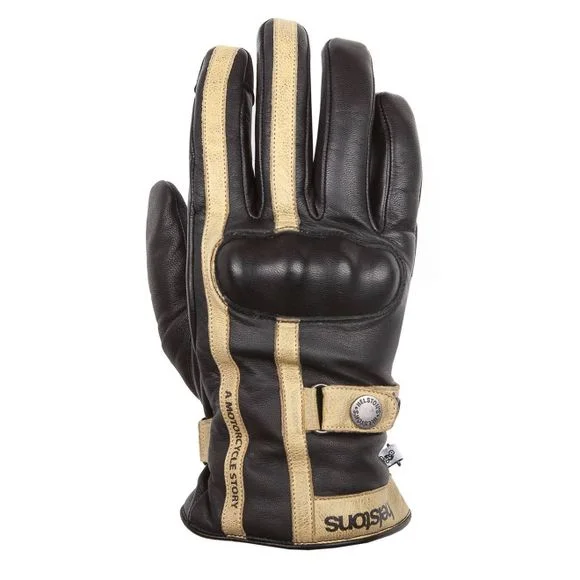 Gants Helstons BURTON CUIR – Noir / Beige Ref : HS0923
