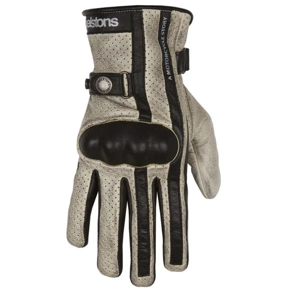 Gants Helstons EAGLE CUIR SOFT – Beige / Noir Ref : HS0744