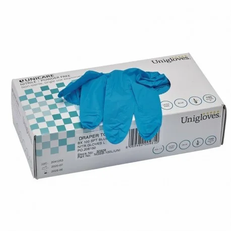 Gants nitrile d’atelier DRAPER bleu (100 pieces)