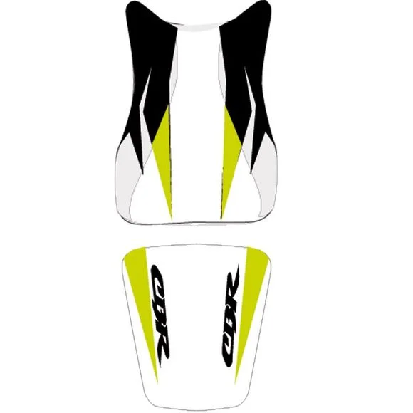 Housse de selle Bagster Blanc/Noir/Pomme/Lettres NoiresHONDA 600 CBR 600 RR (PC40) – 2008Ref : 2187G