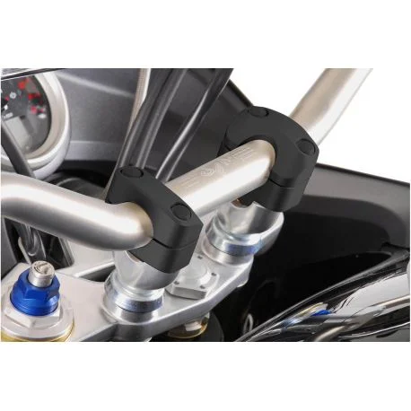 Kit conversion de guidon moto SW MOTECH diam 22mm vers 28mm. h 20 mm. Noir.