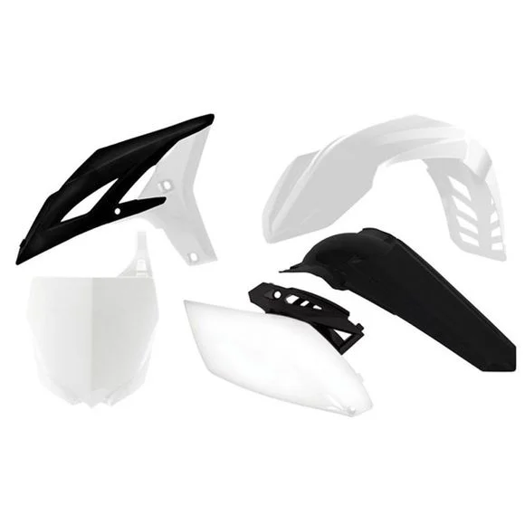 Kit plastiques R-tech 5 p blanc-noir – Blanc / NoirYAMAHA 250 YZ 250 F (CG33) – 2010 – 2013Ref : RTH0408 / RKITYZFBN1510