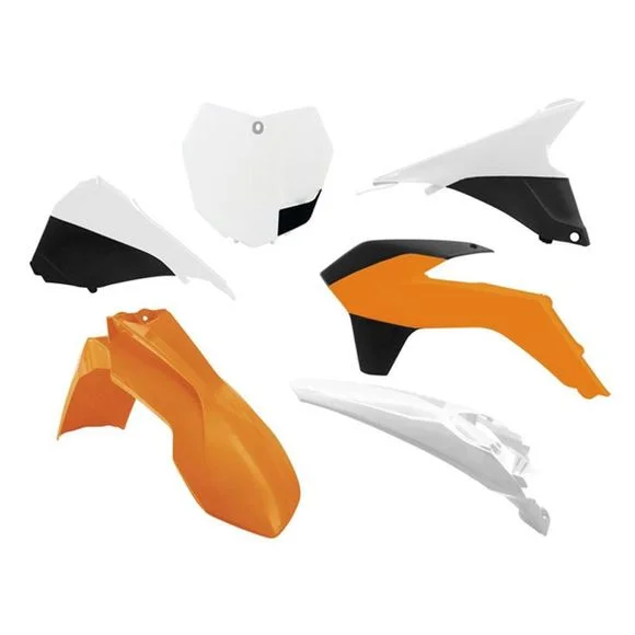 Kit plastiques R-tech 6 p orange-blanc – Orange / Blanc Ref : RTH0316 / RKITKTMOEM594