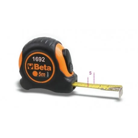Metre a ruban BETA 5m boitier ABS antichoc bi-matieres ruban acier classe de precision II