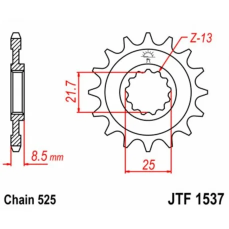 Pignon JT SPROCKETS acier standard 1537 – 525