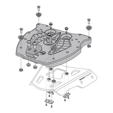 Platine d’adaptation sur ALU-RACK. Pour top case SW MOTECH TRAX