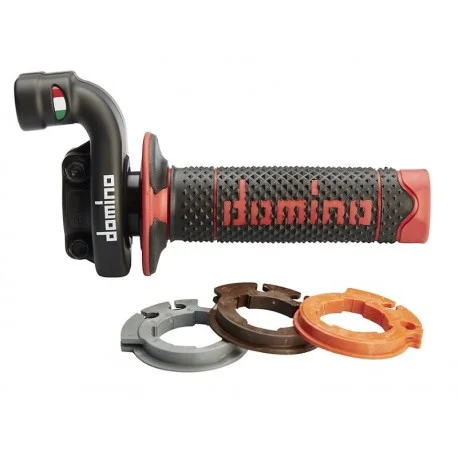 Poignee de gaz DOMINO KRK avec revetements noir/rouge