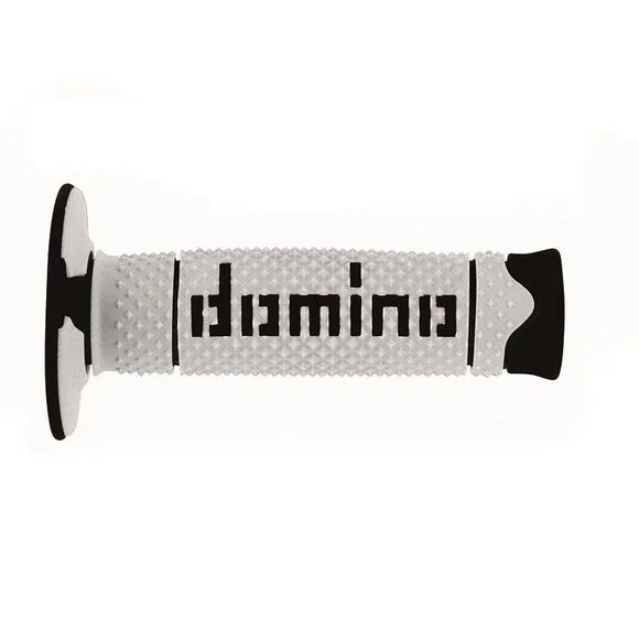 Poignées de guidon Domino OFF-ROAD FULL GRIP Universel – Noir / Blanc Ref : DO0003