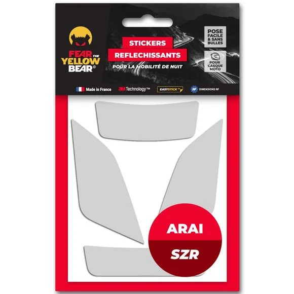Stickers Réfléchissants Fear The Yellow Bear REPLICA ARAI SZR – Blanc Ref : FYB0016