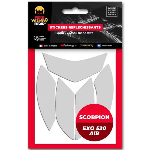 Stickers Réfléchissants Fear The Yellow Bear REPLICA SCORPION EXO 520 AIR – Blanc Ref : FYB0010