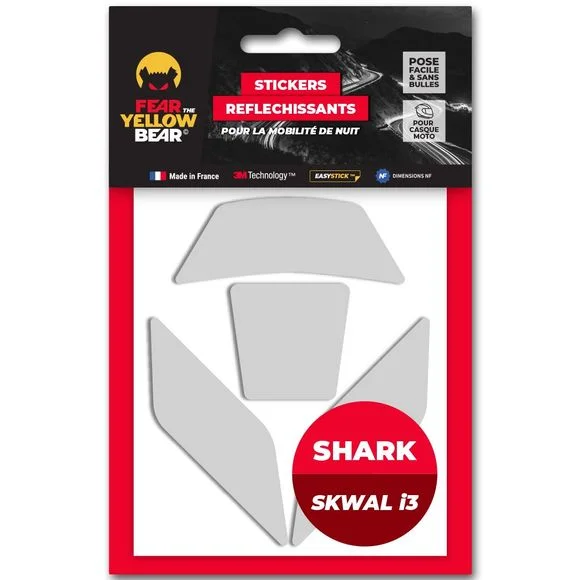 Stickers Réfléchissants Fear The Yellow Bear REPLICA SHARK SKWAL i3 – Blanc Ref : FYB0021