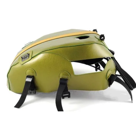 Tapis de reservoir BAGSTER TRIUMPH THRUXTON 900 2013 VERT OLIVE/BANDE MOUTARDE