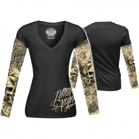 Tee shirt femme LETHAL THREAT SKULL BUTTERFLY TATTOO
