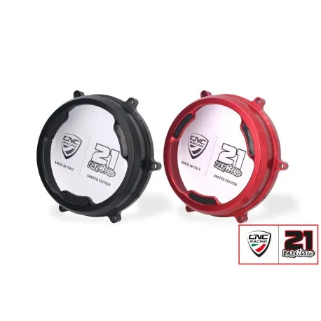 TRANSPARENT CLUTCH COVER WITH CARBON INSERT CNC RACING TROY BAYLISS