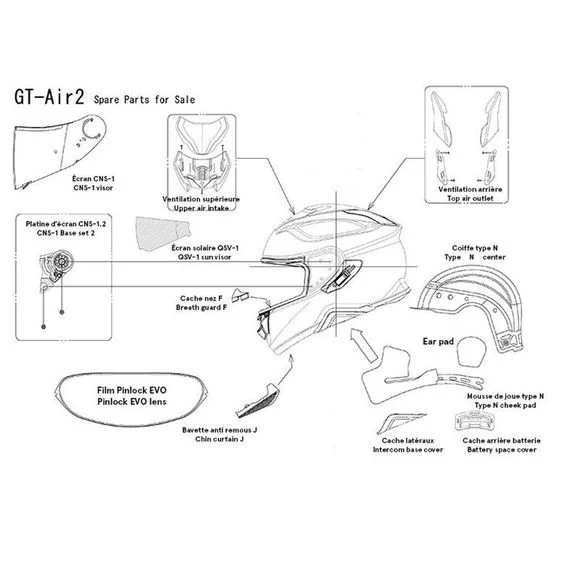 Ventilation Shoei GT-AIR II – Gris Ref : SI0350